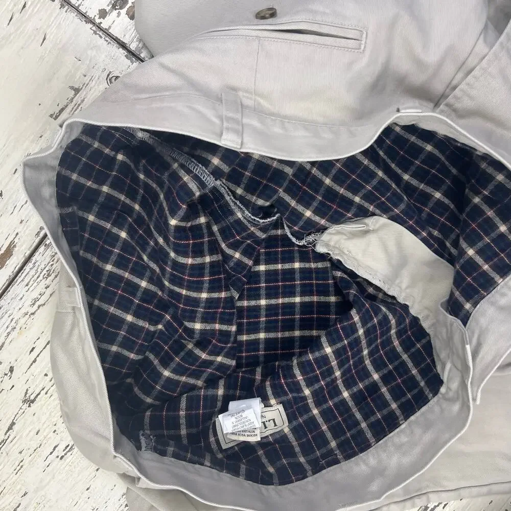 L.L. Bean flannel lined pants men’s 40x32 natural fit, flat front
